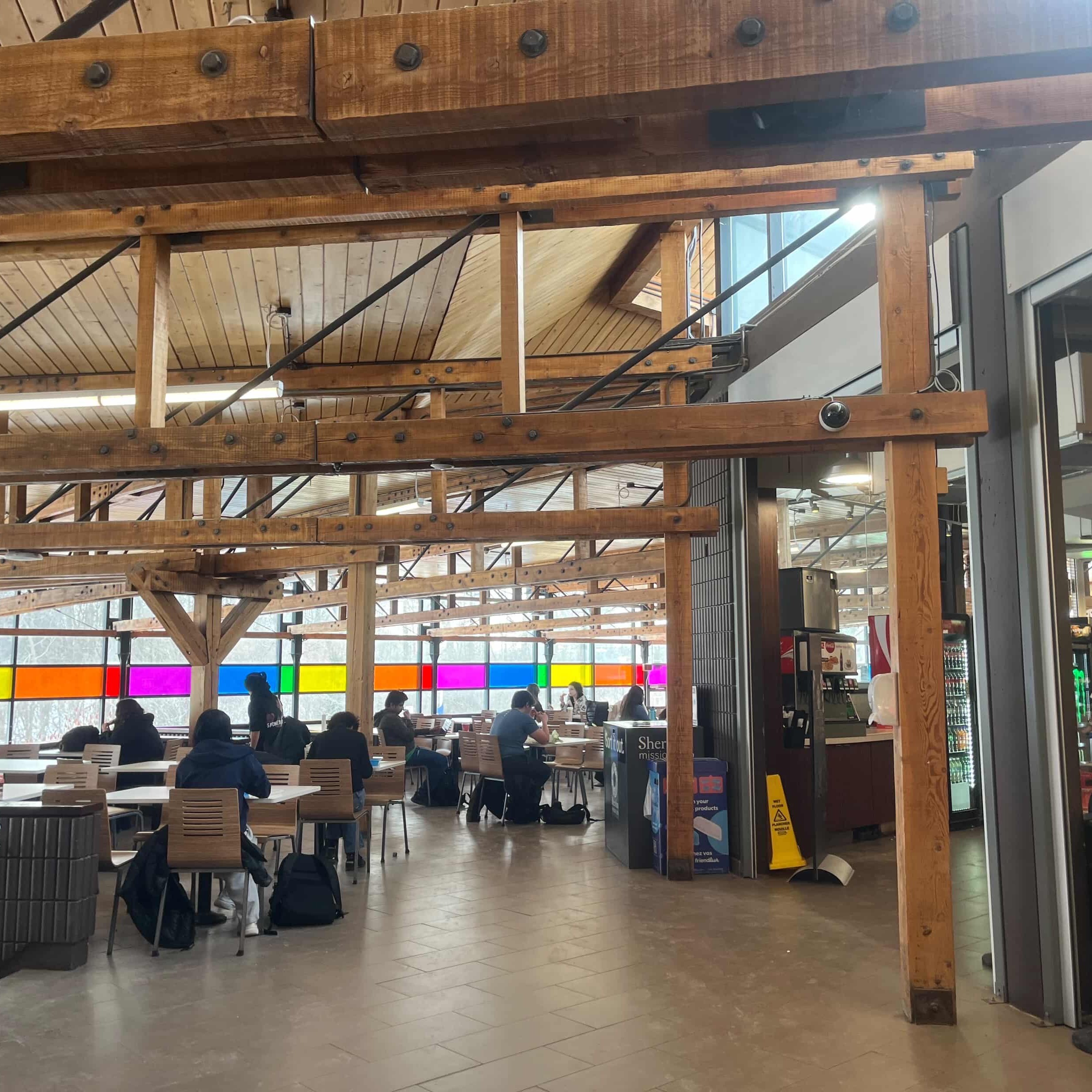 Finally, we recorded the sounds in the cafeteria.