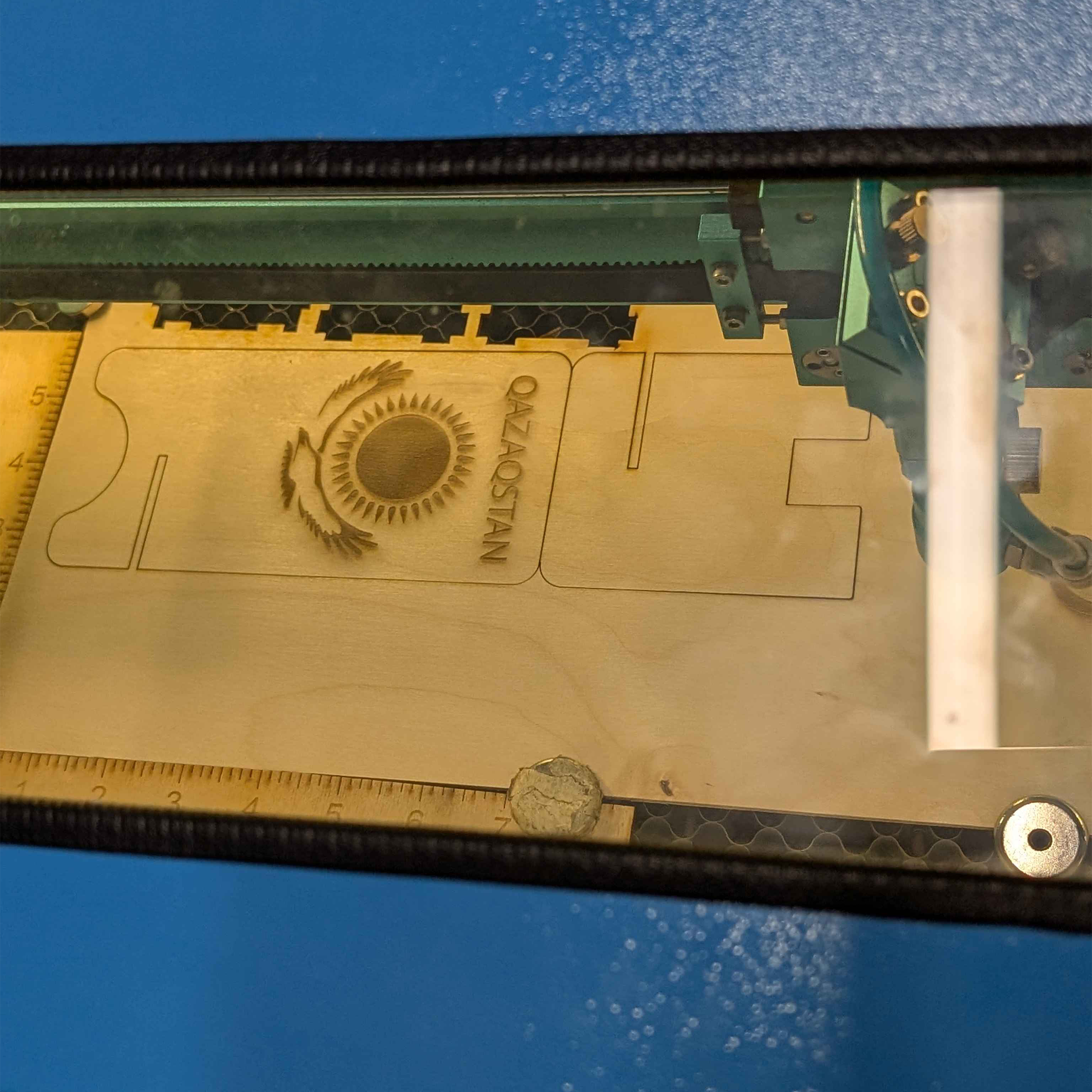 The Qazaq flag is finished getting lasered!