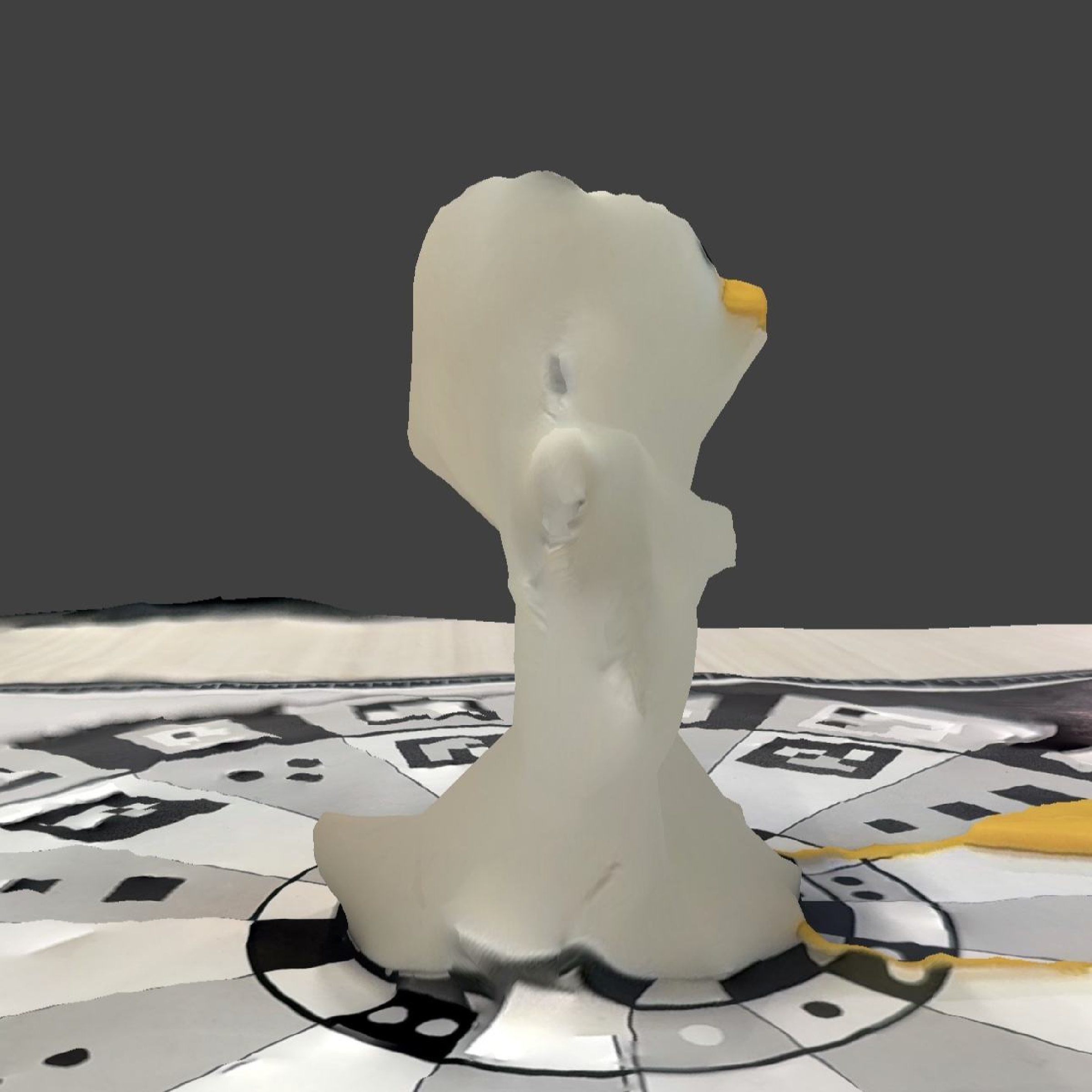 For some reason, he also got a hole in his head... I think the material the duck's made of is weird for the camera for whatever reason? As far as I remember, no one was able to get a good scan of Mr Duck.